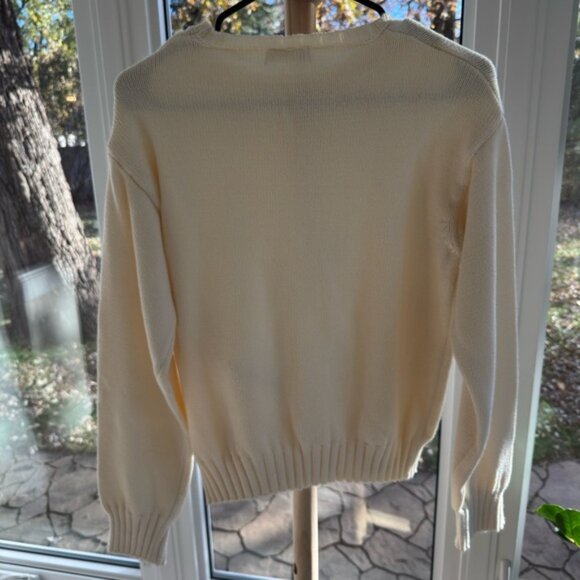 Djerf Avenue Heavy Crewneck Sweater Cream Ivory Knit Size Small - Picture 3 of 4